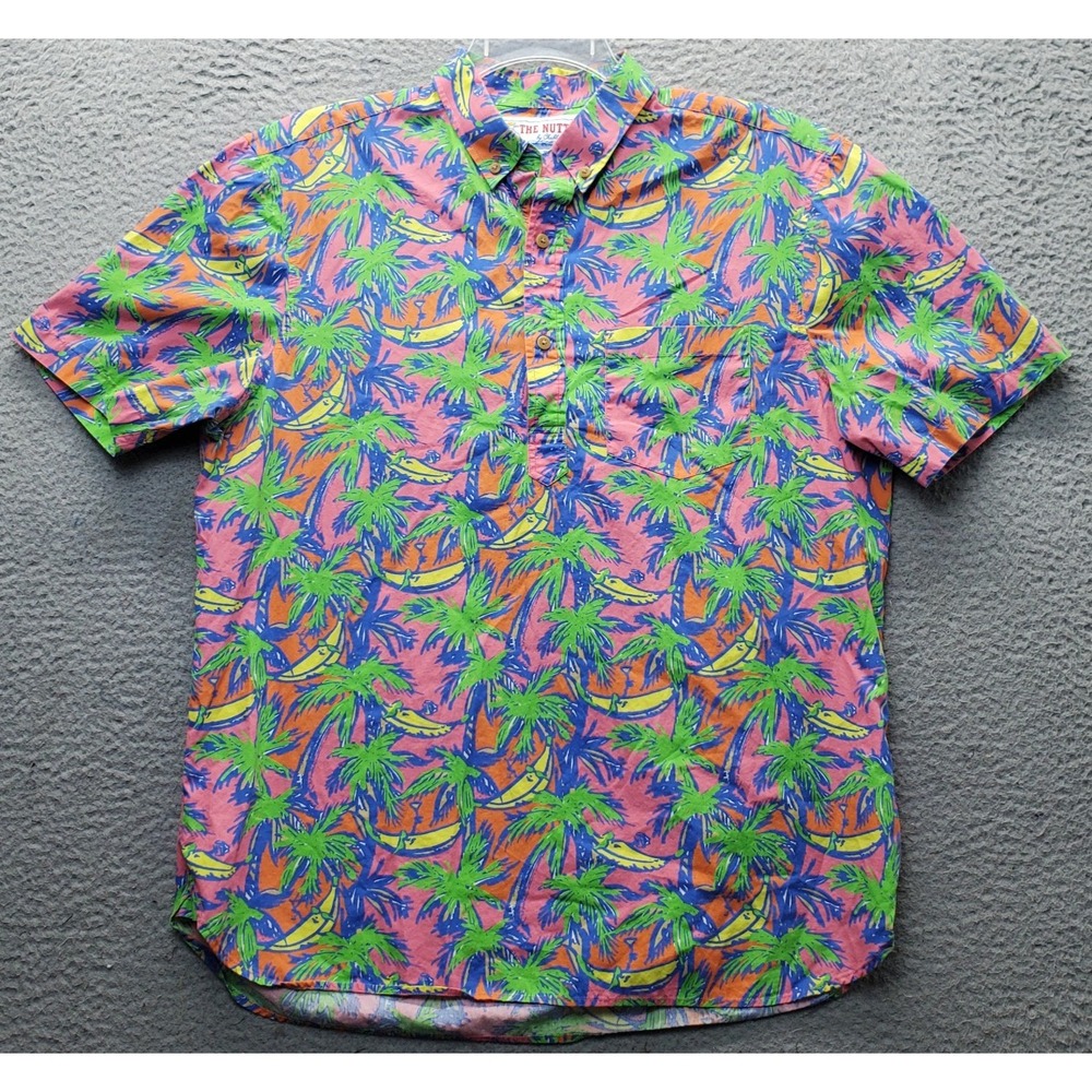 The Nutter Golf Shirt Mens Large Multi Tropical Short Sleeve Button Down Popover